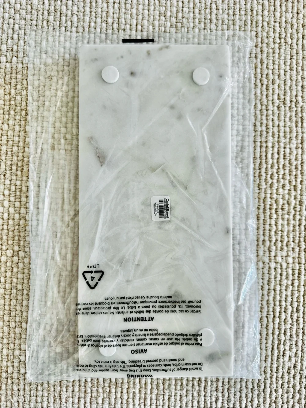 Crate & Barrel Carmen White Marble Vanity Tray